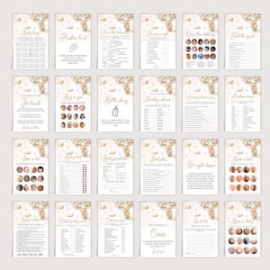 Neutral Baby shower games, Cute Bear Baby Shower Bundle,60 Baby Shower Games included and Answer sheets,Balloon Baby Shower Games image 3