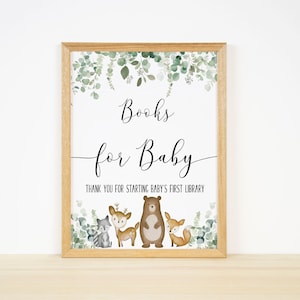 Books for Baby Sign,Woodland Baby Shower Sign,Printable Baby Shower Sign,Books for Baby