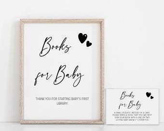 Books for Baby Sign,Minimalist Sign and Card,Baby Shower Books for Baby Sign and card,Baby Shower Activity,Printable and Instant download