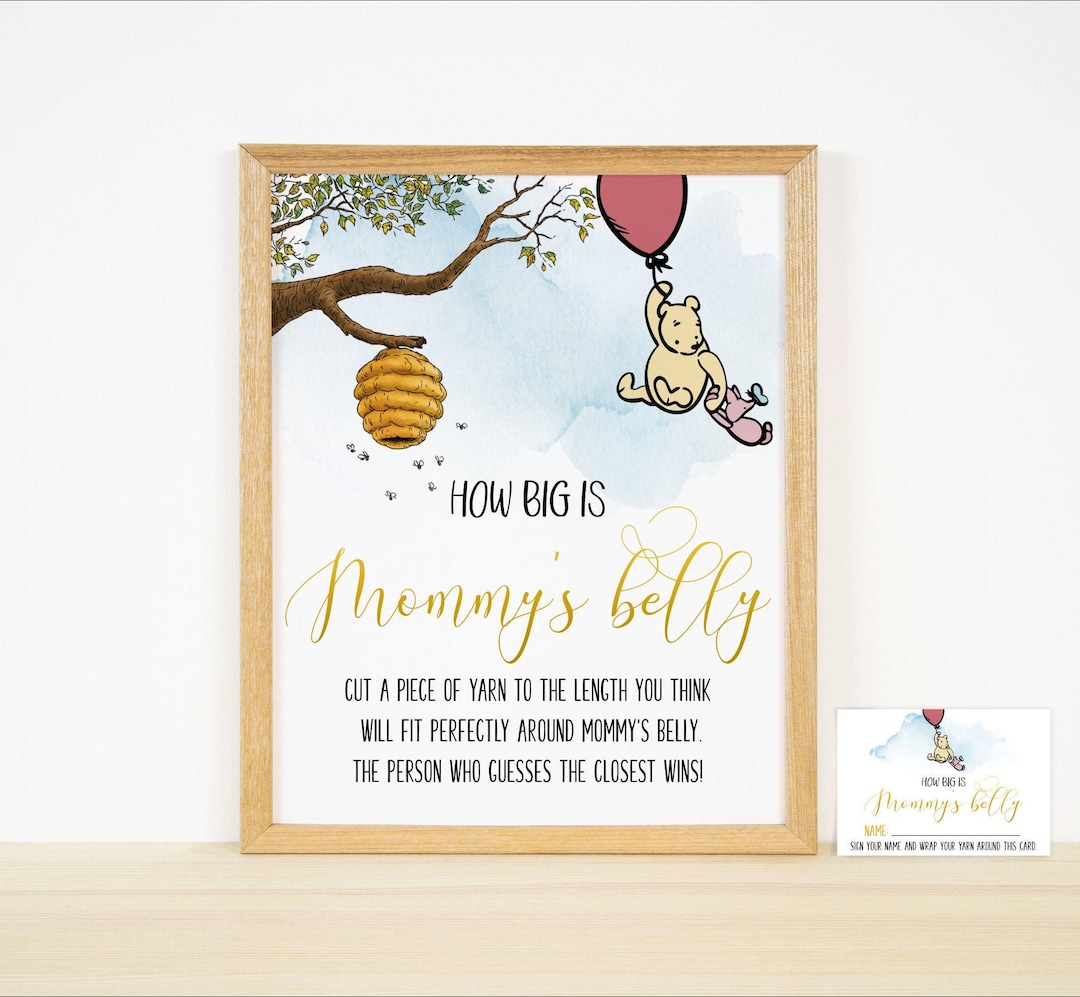 Mommy's Belly Sign,classic Winnie the Pooh Baby Shower Sign