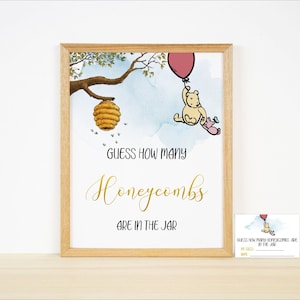 How many Honeycombs Sign,Honey Baby Shower Sign,Classic Winnie the Pooh Baby Shower Sign,Printable Sign,Digital download