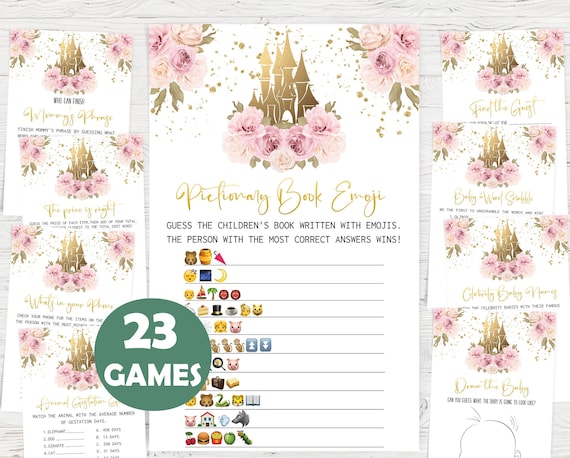 Girl Baby Shower Bundle,Princess Baby Shower Games,Floral Baby Shower Game Package,23 Printable Games Included