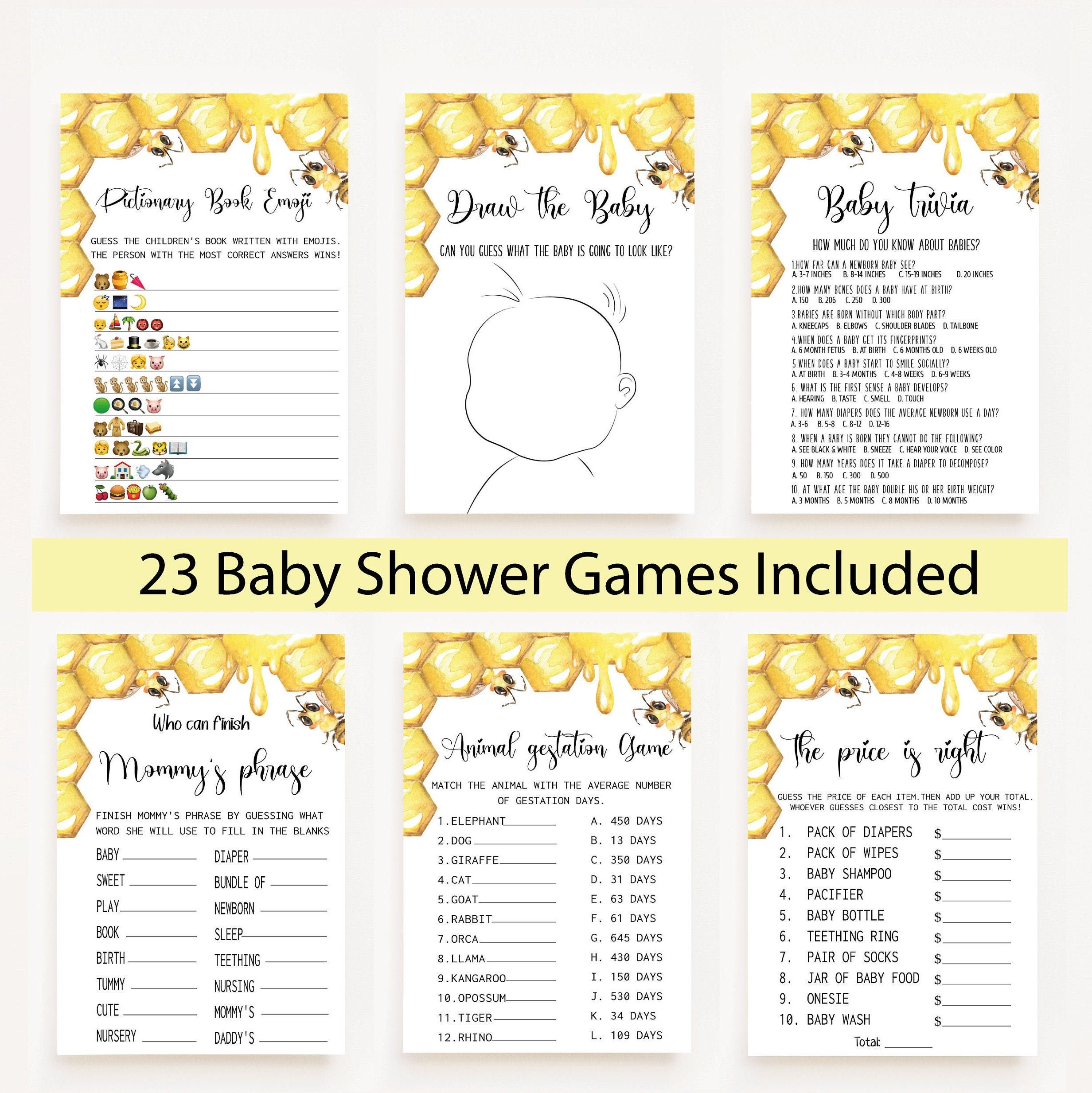 15 Winnie The Pooh Baby Shower Games - Baby Shower Game Bundle