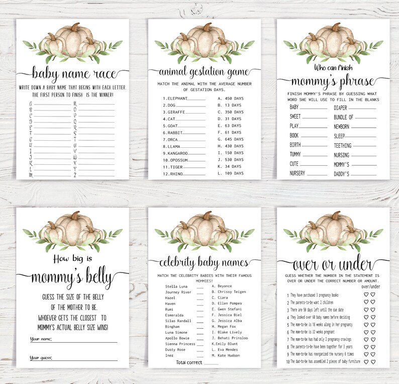 Pumpkin Baby Shower Gameprintable Baby Shower Game - Etsy