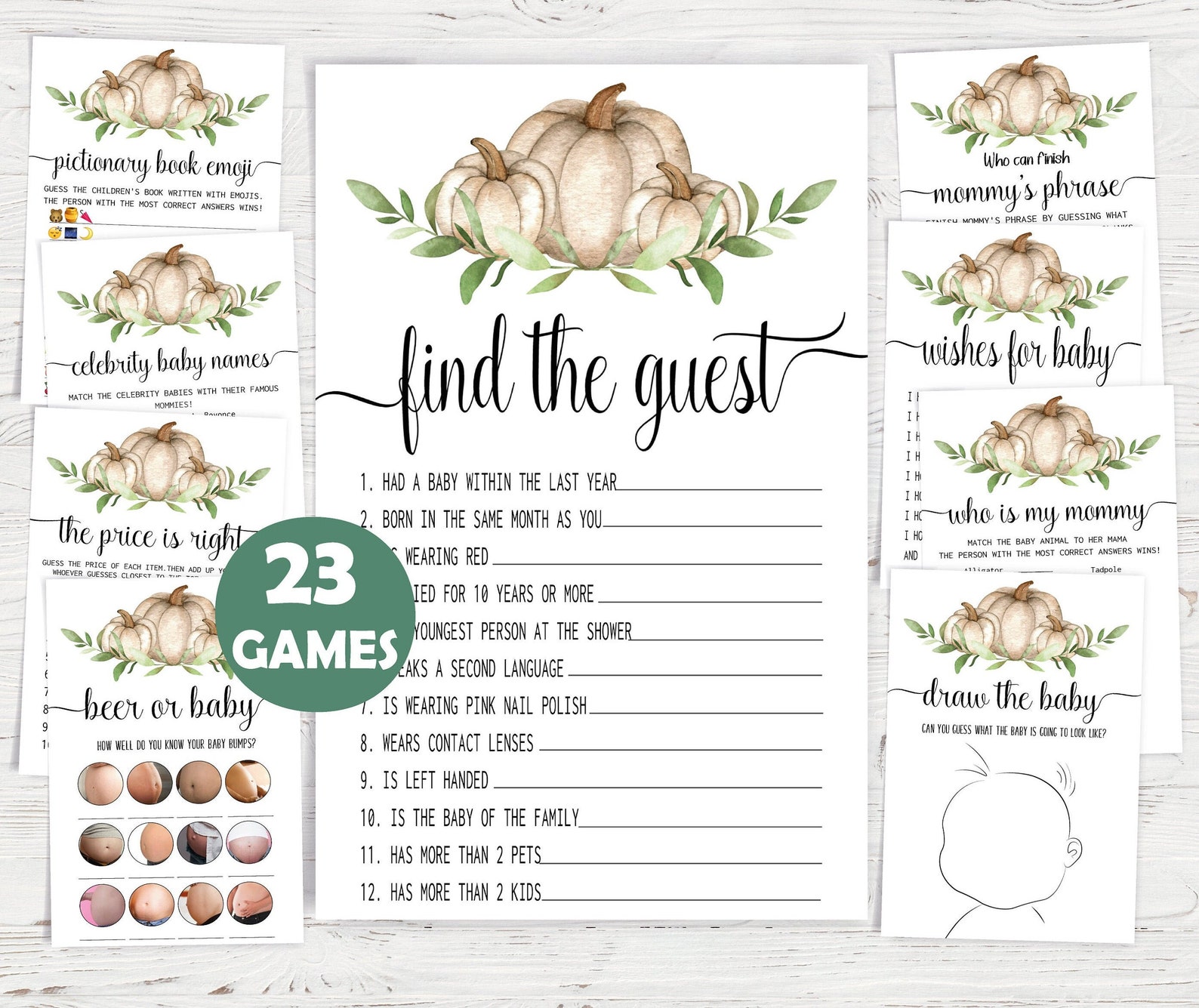 Pumpkin Baby Shower Gameprintable Baby Shower Game Etsy