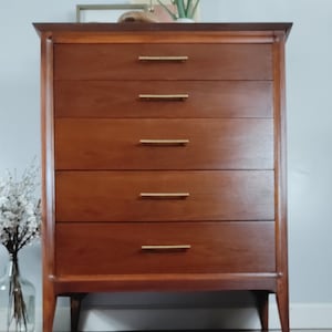 SOLD-Do Not Purchase - Refinished Dixie Mid Century Modern Tall Dresser