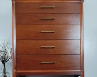 SOLD-Do Not Purchase - Refinished Dixie Mid Century Modern Tall Dresser