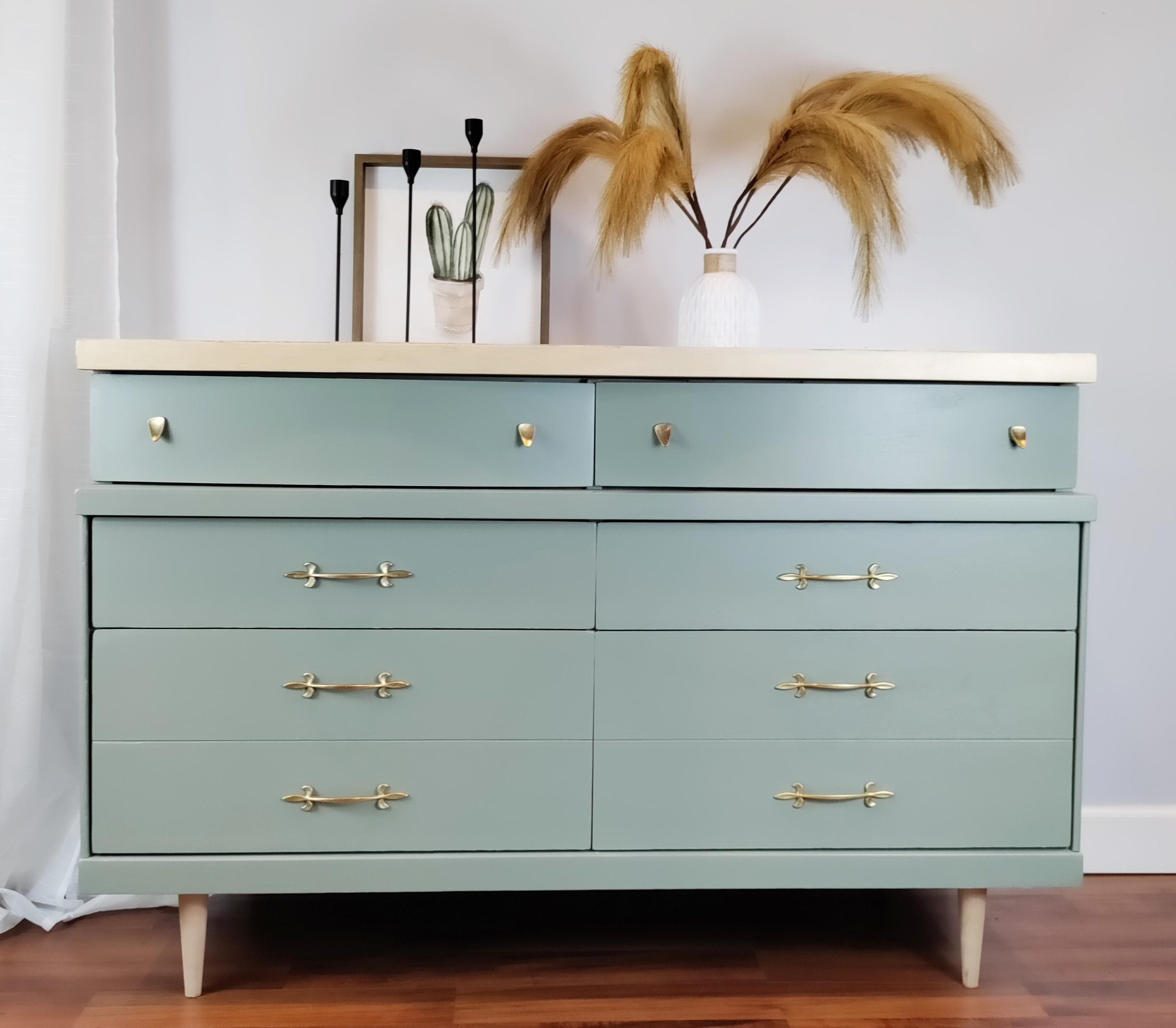 white mid century dresser tall