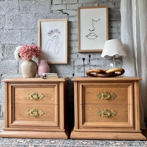 Pair of Refinished Permacraft Cherry Nightstands