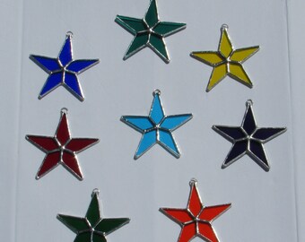 Stained Glass Star with Polished Finish  LEAD FREE!! (8 Colors)