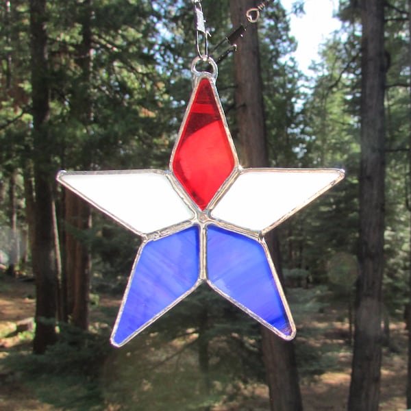 Patriotic USA Stained Glass Stars LEAD FREE!!
