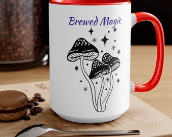 Taza de setas mágicas / Taza de café de setas / Taza de mensaje de transformación / Envío gratis / Taza de café de dos tonos de 15 Oz