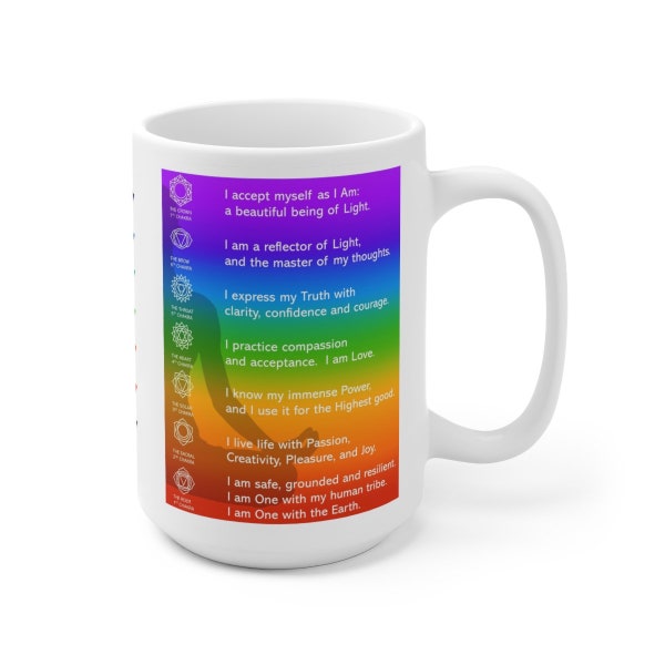 CHAKRA AFFIRMATION MUG | Positive Affirmations |  Yoga Gift | Gift for Yogini | Spiritual Gift | Shipping |15oz