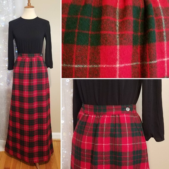 1960s Lanz Original Wool Plaid Maxi Skirt