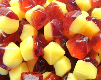 Rhubarb and Custard Dice Sweets: Edible Polyhedral Dice Gummies