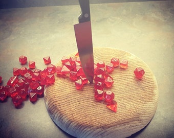 Edible Polyhedral Dice Set: Cherry Flavour Jelly Sweets