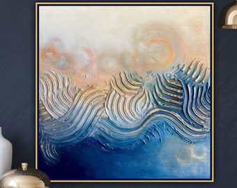 ORIGINAL Abstract Textured Painting on Canvas, Ocean Art, Waterfall Art, Textural Art