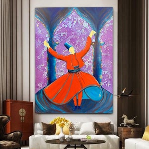 Whirling Dervish Wall Art, Islamic Wall Art, Muslim Home Decor, Turkish Art, Rumi Wall Art, Sufi Art, Muslim Gifts