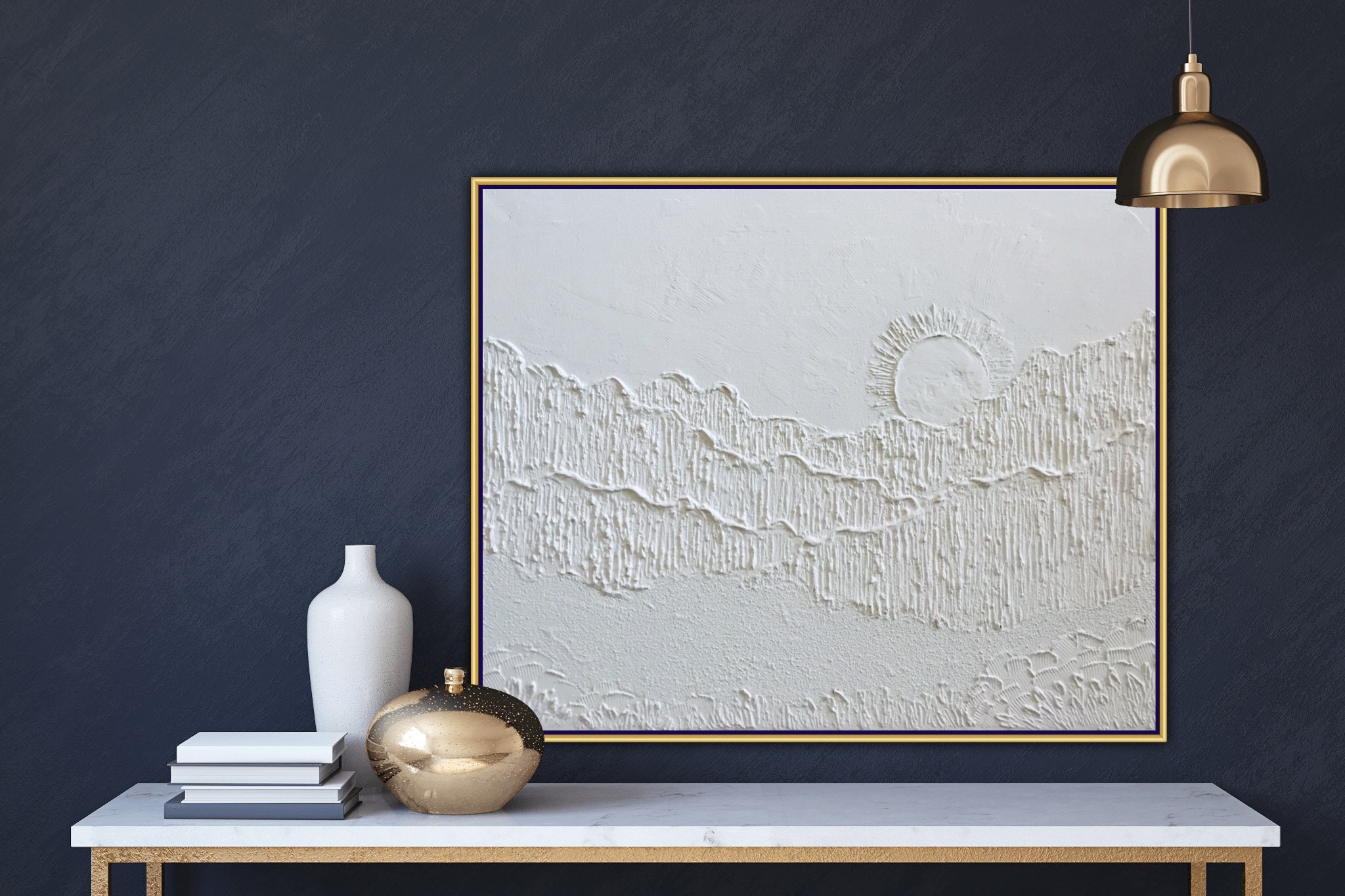 Original White Abstract Textured Art Canvas Landscape Painting Etsy