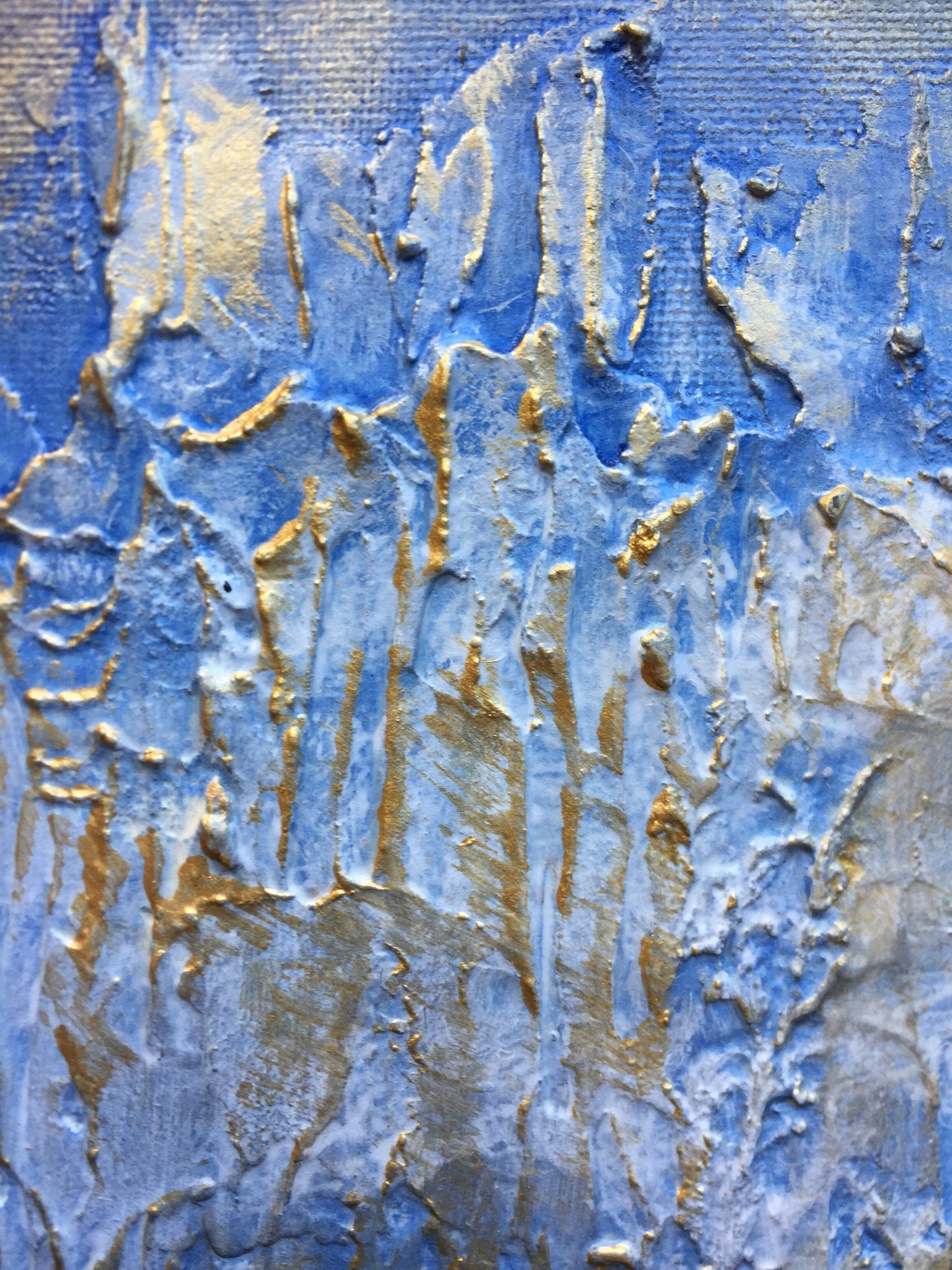 Original Blue Textured Painting Abstract Landscape Etsy