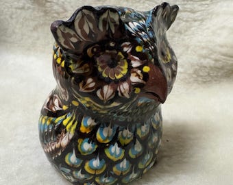 Clay figurine "Owl", 100% handmade with painting