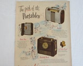 1948 RCA Victor Portable Radios- Vintage Ad Original 1948 Life Magazine