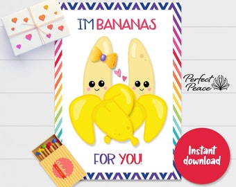 Banana Valentine, Valentine, Downloadable Card, Digital Card, Love Card, Valentine Card, Instant Download, I Love You Card, Valentine's Day