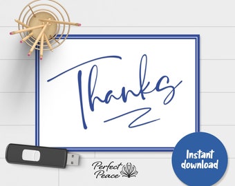 Thank you Card Printable, Downloadable Thank you Card, Digital Card, Thanks Card, Thanks, Instant Download,