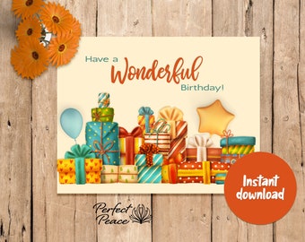Birthday Card Printable, Downloadable Birthday Card, Digital Card, Child Birthday Card, Instant Download, Presents
