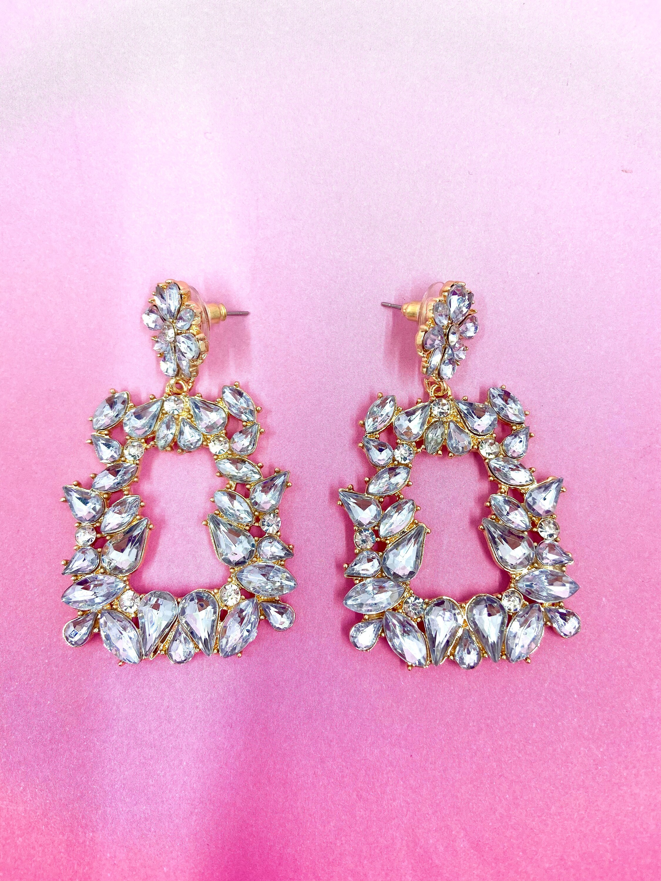 Clear Crystal Dangle Earrings Clear Earrings Etsy