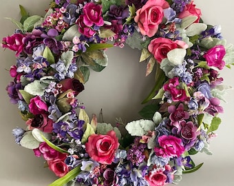 Spring Wreath - Pink and Purple