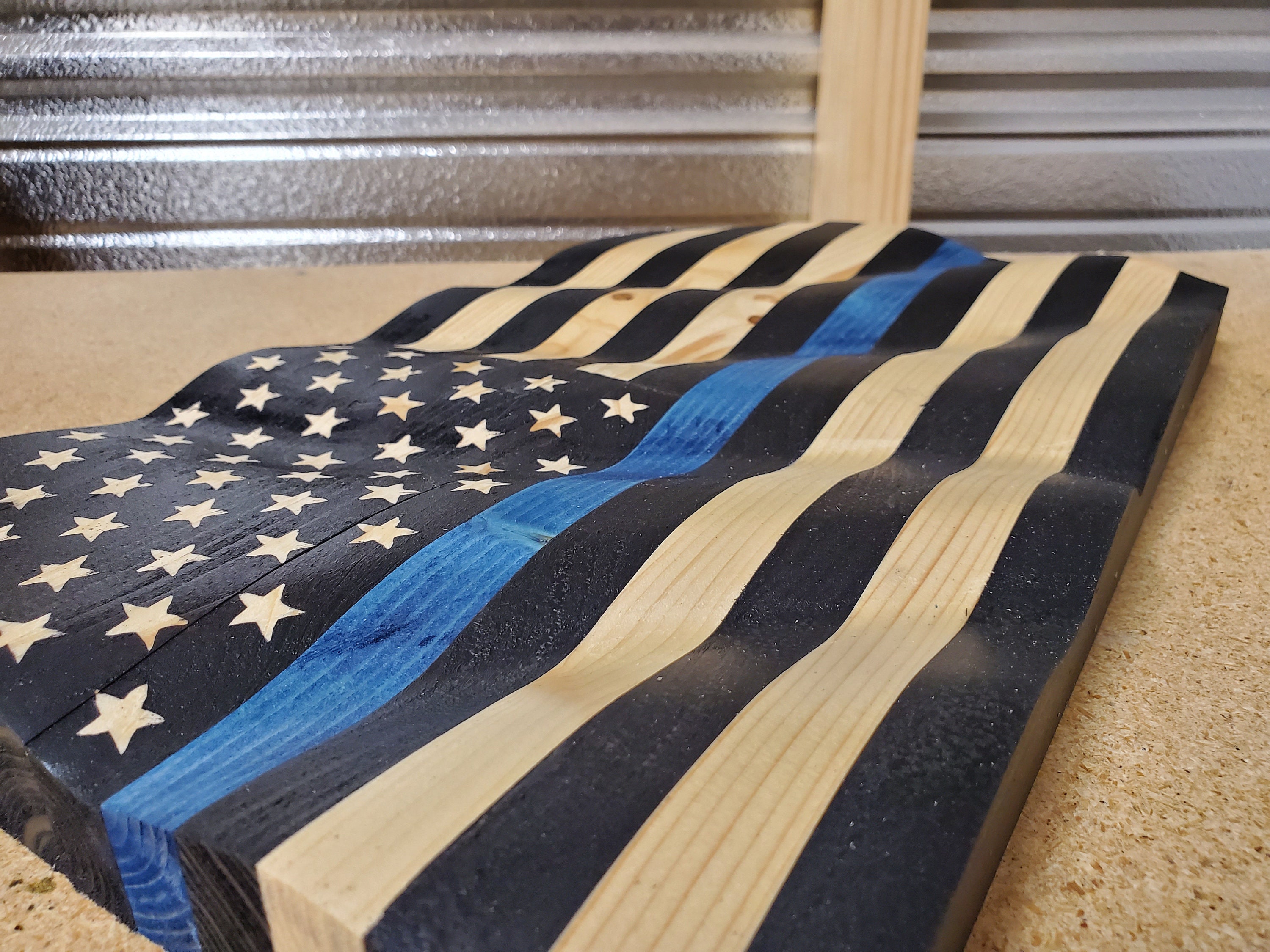 Waving Thin Blue Line Flag Etsy