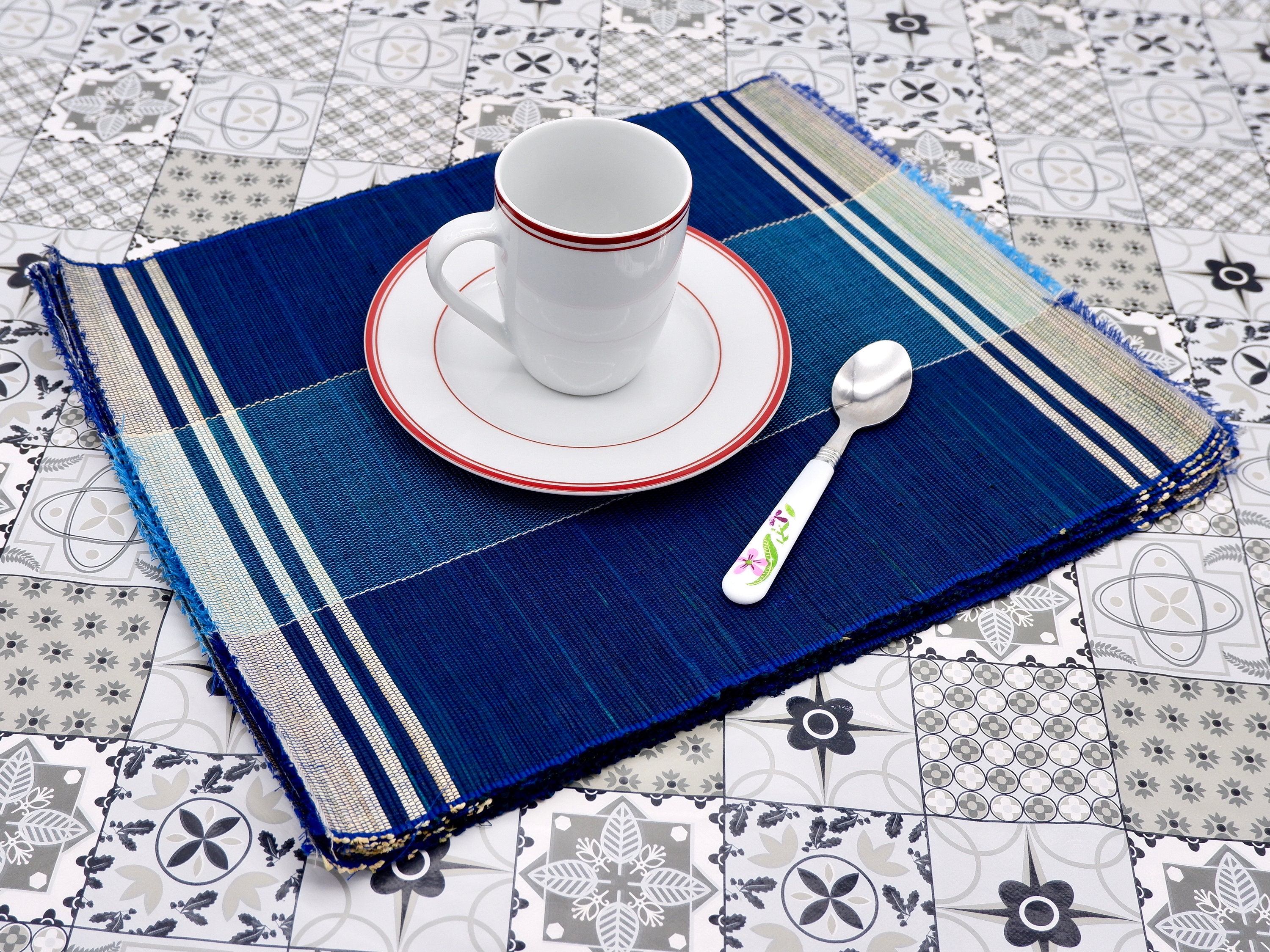 Blue SISAL Placemats Set of 4 Dinning table mats wipeable Etsy