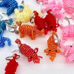 Safari Beaded Animals Key chain, seed bead key Ring  For Car And House Great Christmas Gift