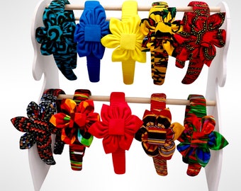 African print headband with flower,1 inch wide Non-slip headband,Colourful cotton headband for women and girls