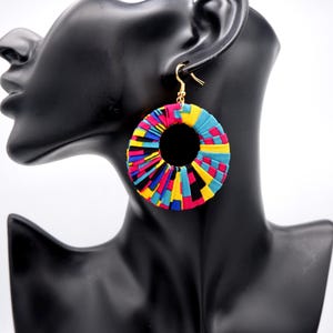 African print earrings/hook earrings,cotton fabric drop earrings,summer earrings,bohemian round earrings, stylish earrings
