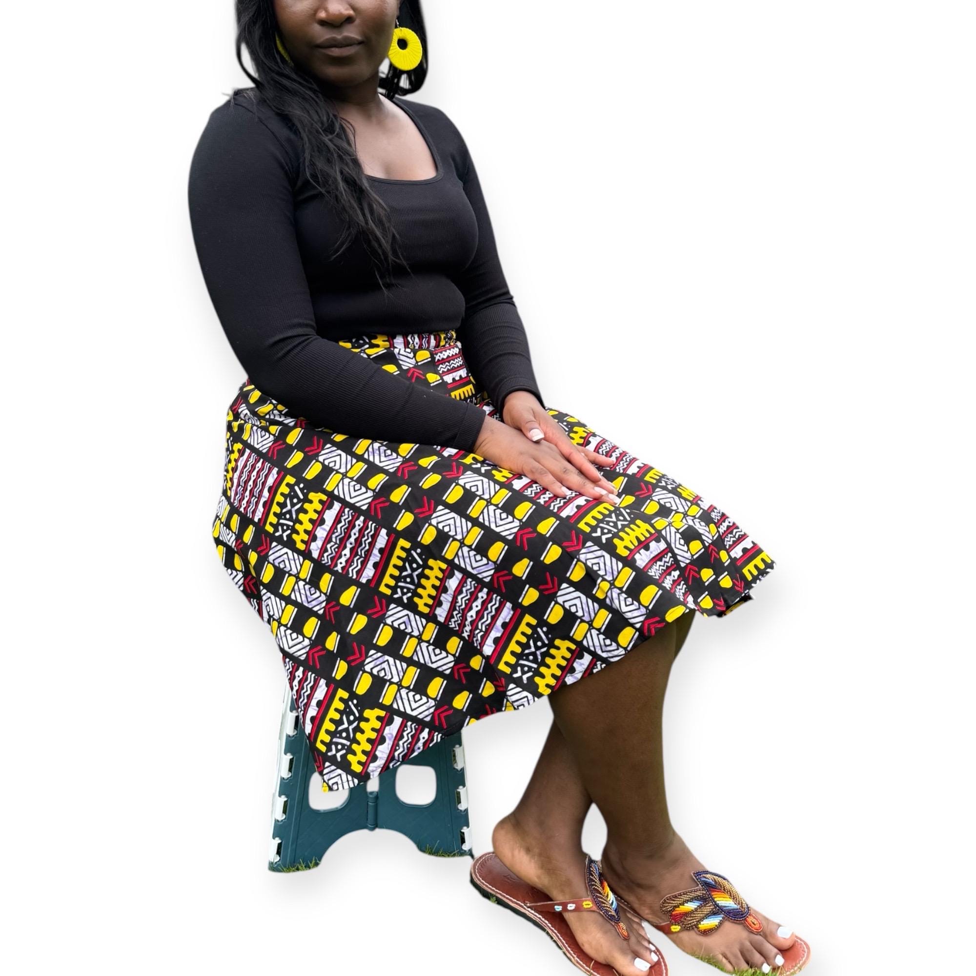 One Size African Print Wrap Skirt – Handmade Ankara Wrapper