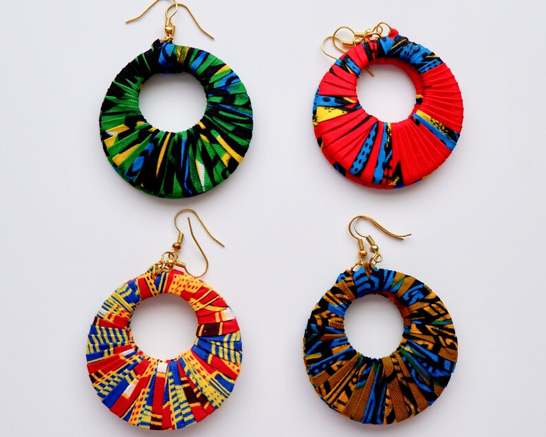 African print earrings/hook earringscotton fabric drop Etsy