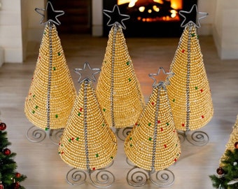 Handmade Beaded Christmas Tree: Festive Tabletop Decor (6 or 8 Inch)