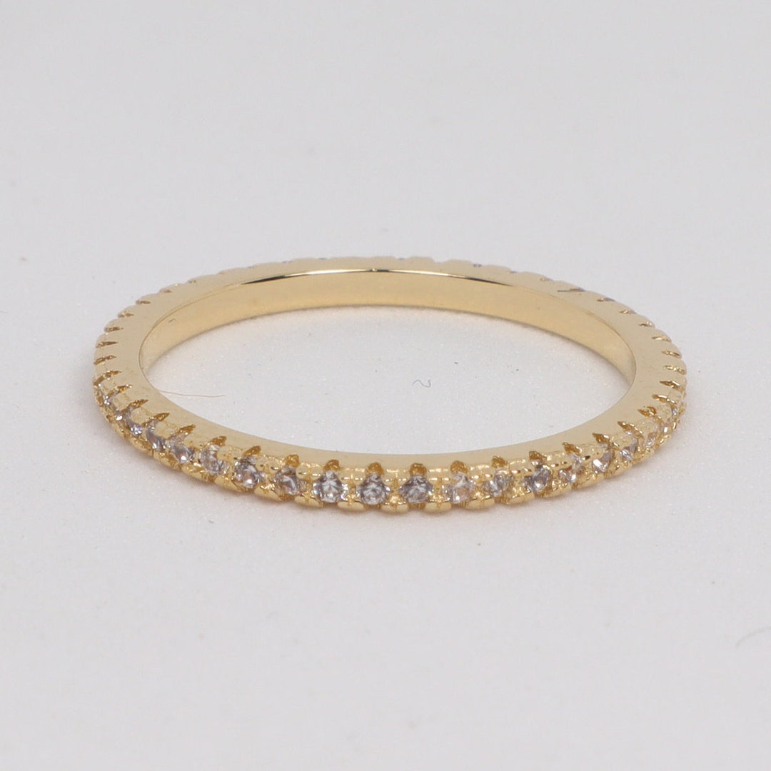 Gold Plated Eternity Band: Cubic Zirconia Stacking Ring, Ladies Gift ...