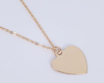 Flat Heart Necklace - Etsy