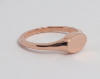 Rose Gold Plated Signet Ring - Minimalist Brass Ring, Ladies Gift, Christmas, Birthday, Anniversary