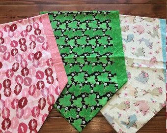 Holiday Tablerunners, set of 3, Tablerunners for Valentines, St Patricks and Easter