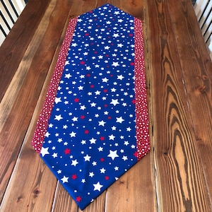 Patriotic table decor, 4th of July table runner, 4th of July decor, star trim, red stripe, flag decor, Americana, Kitchen Decor