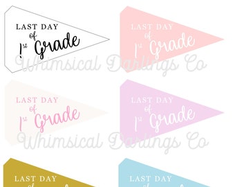 Last day of First Grade Pennant Flag Printables // Last Day of School Flag // Last Day of School Pennant