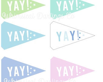 YAY! Pennant Flag Printable // Birthday Flag // Birthday Girl Flag // Birthday Boy Flag