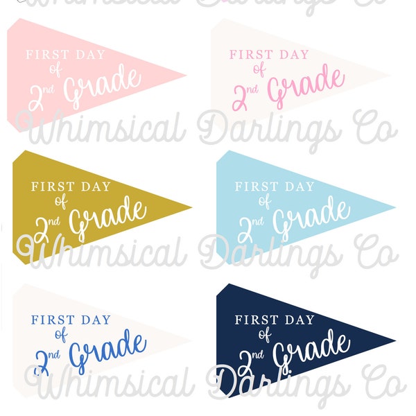 First day of Second Grade Pennant Flag Printables // First Day of School Flag // First Day of School Pennant