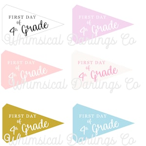 First day of Fourth Grade Pennant Flag Printables // First Day of School Flag // First Day of School Pennant