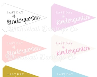 Last day of Kindergarten Pennant Flag Printables // Last Day of School Flag // Last Day of School Pennant