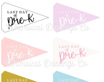 Last day of Pre-K Pennant Flag Printables // Last Day of School Flag // Last Day of School Pennant